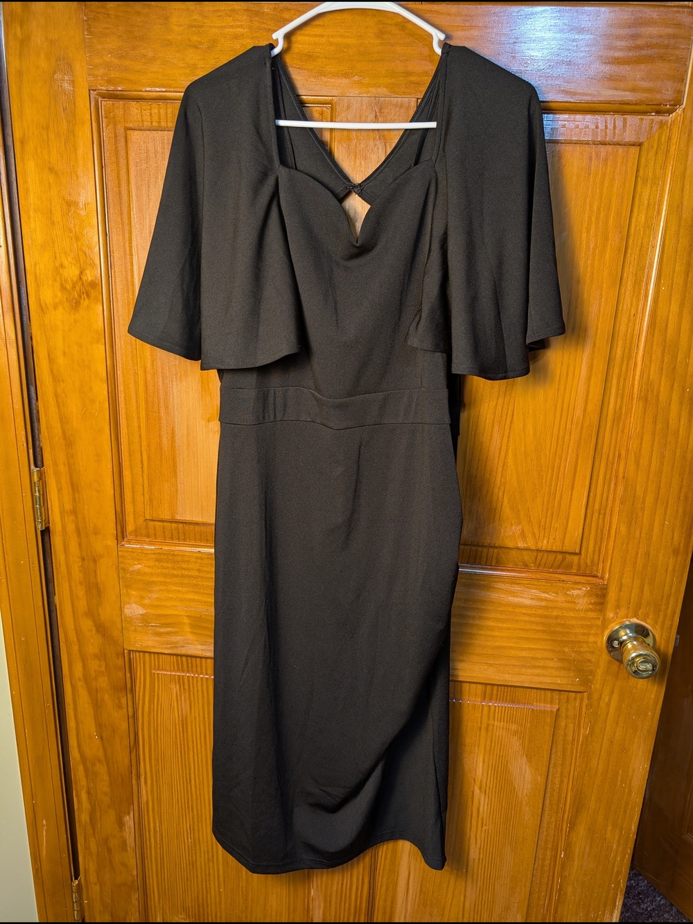 Grace Karin Black Midi Dress with Capelet